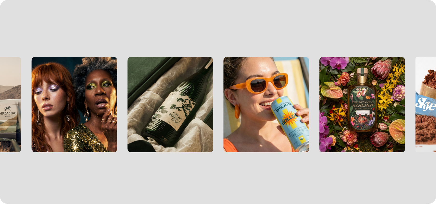A single AI image next to a full AI photo campaign for a CPG brand — one isolated hero shot versus a cohesive set with consistent lighting, casting, and color grading
