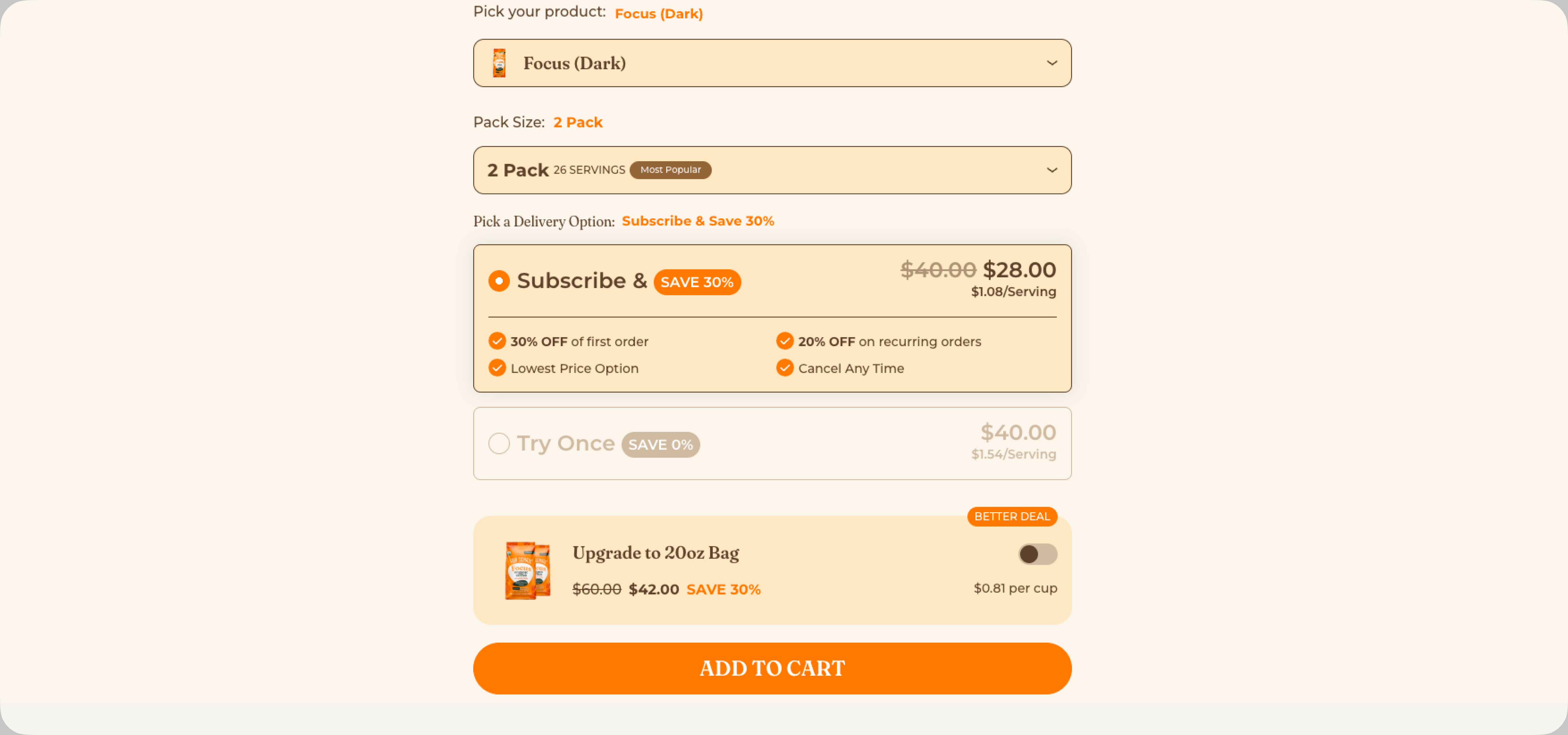Screenshots of AG1 and Graza, two CPG brands whose product experience is built around a subscription habit