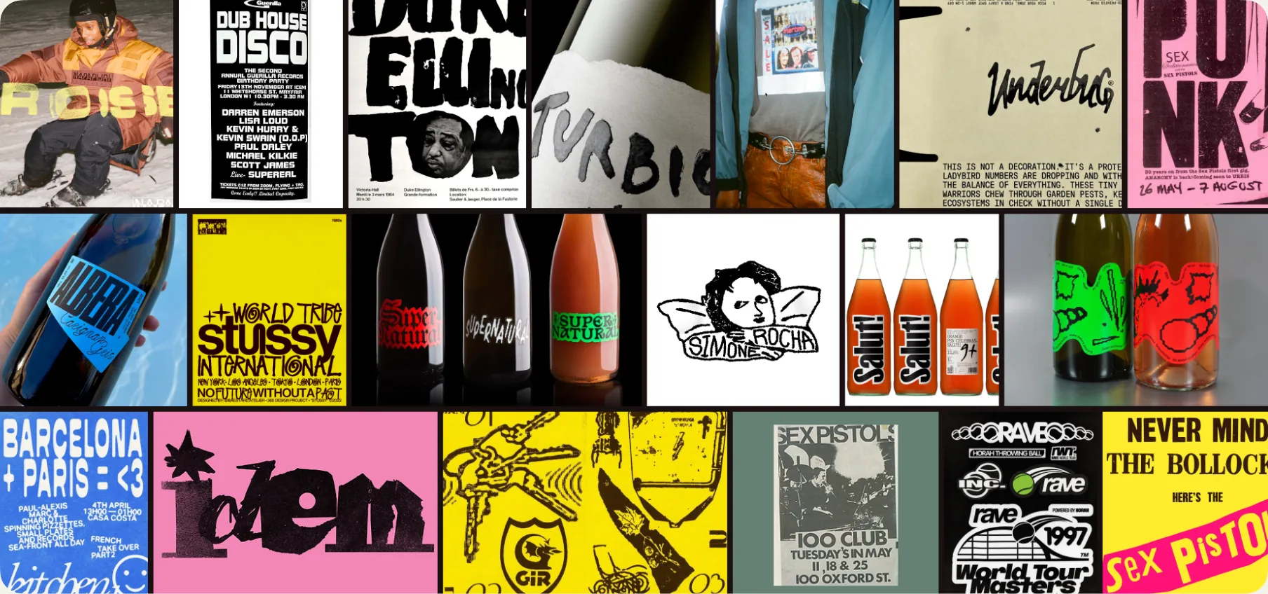 Grid of Tivo labels and typography exploration in an early moodboard direction