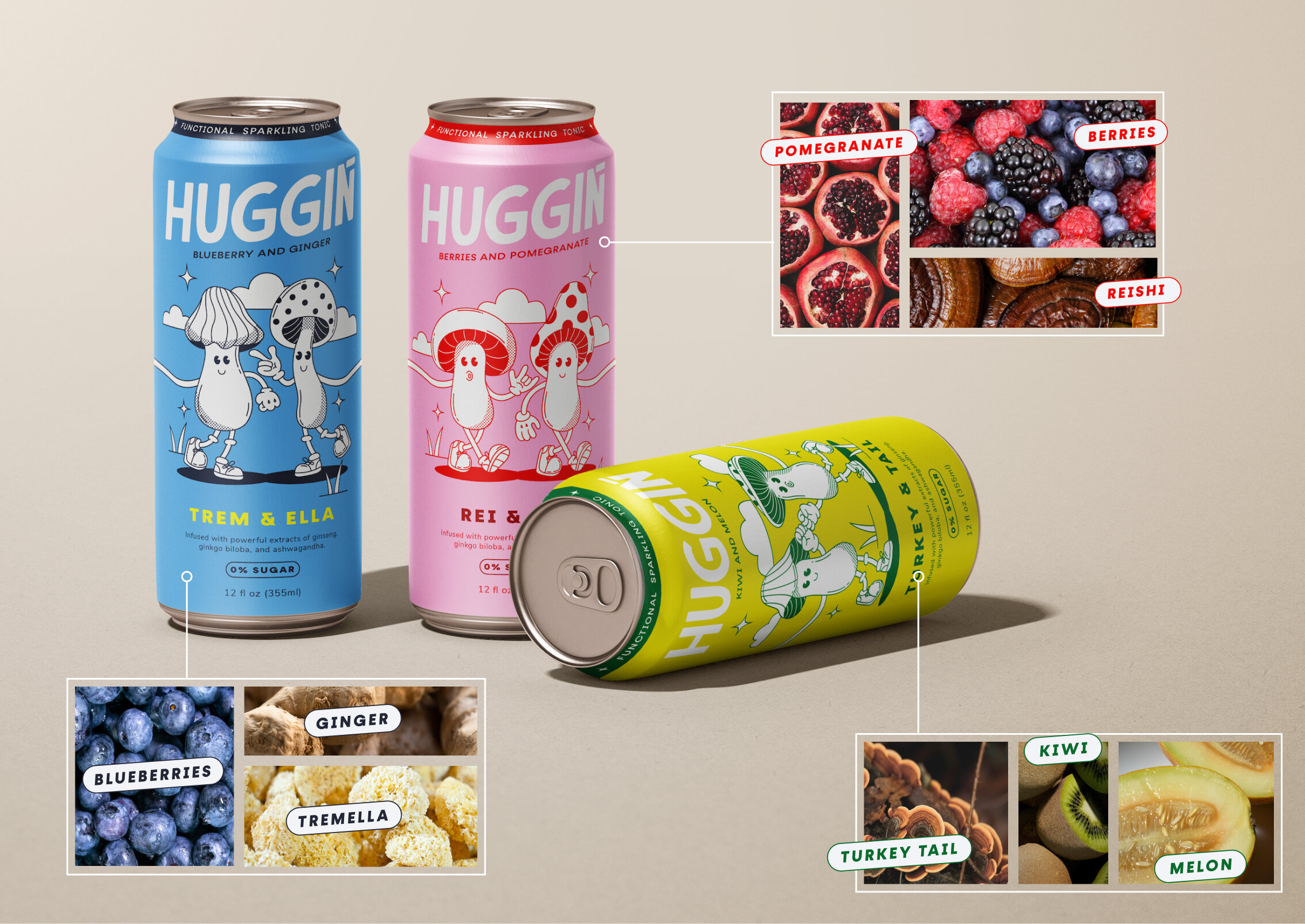Huggin three flavors with ingredients
