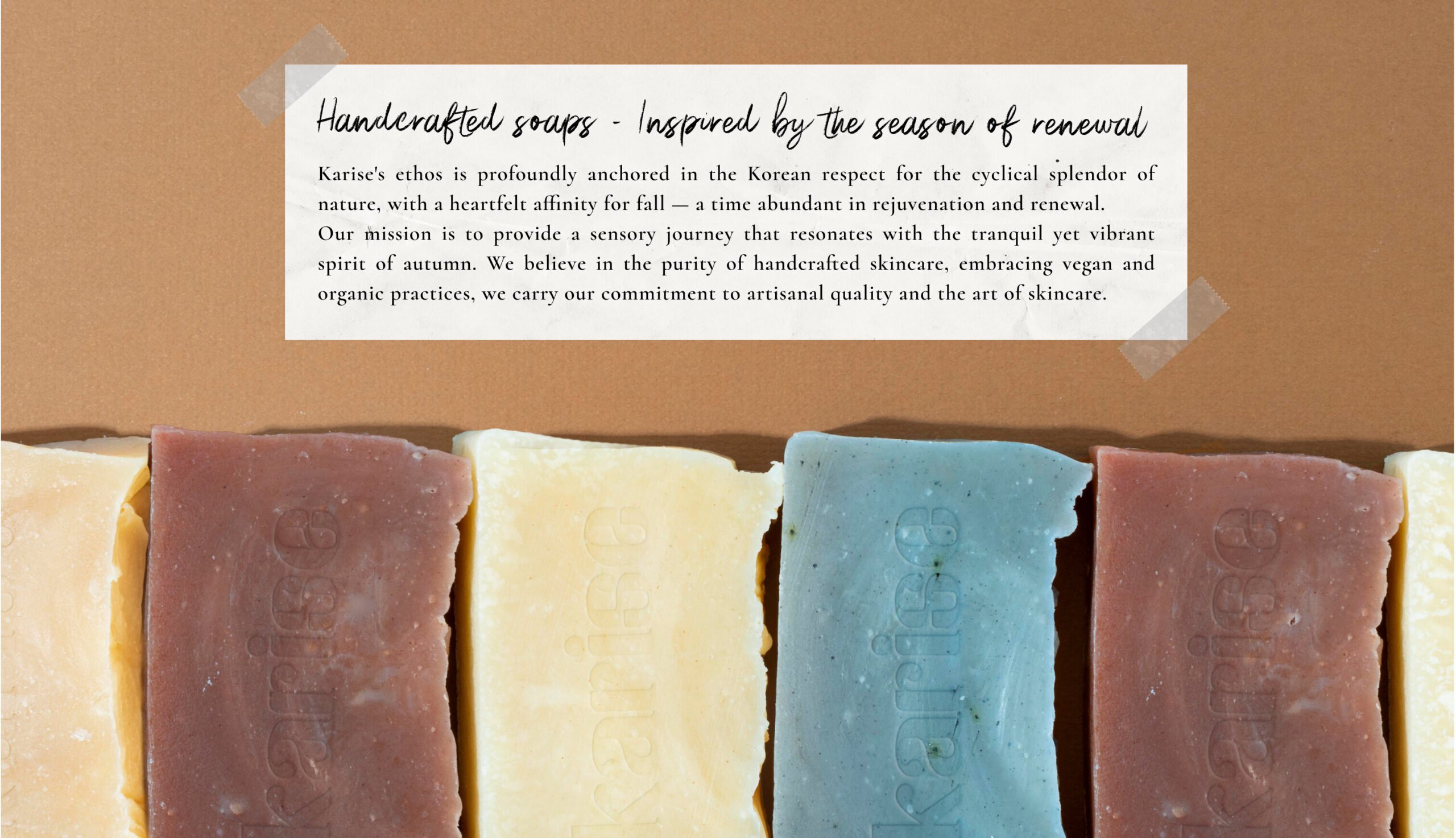 Karise handcrafted soap bars with brand story