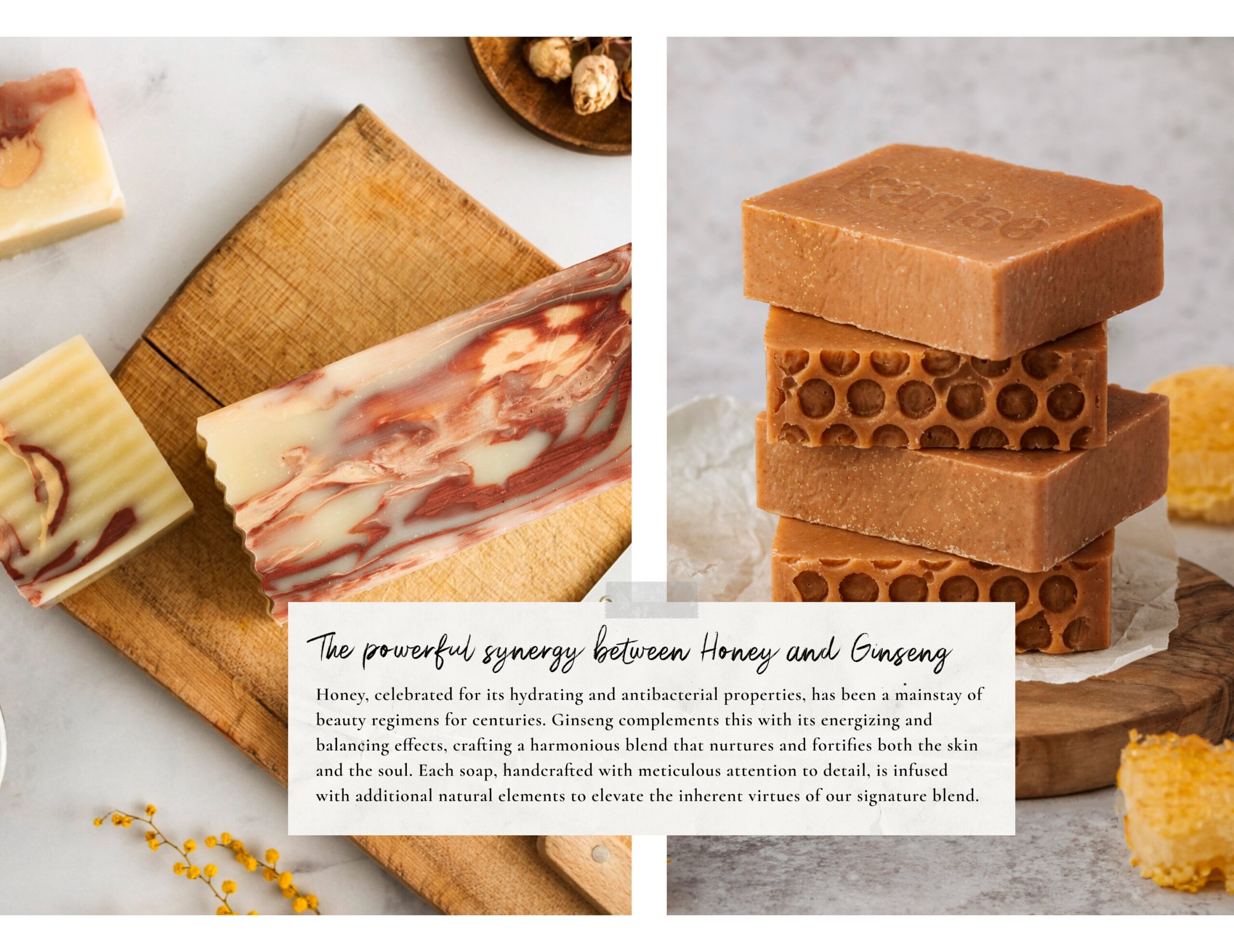 Karise honey and ginseng soap showcase