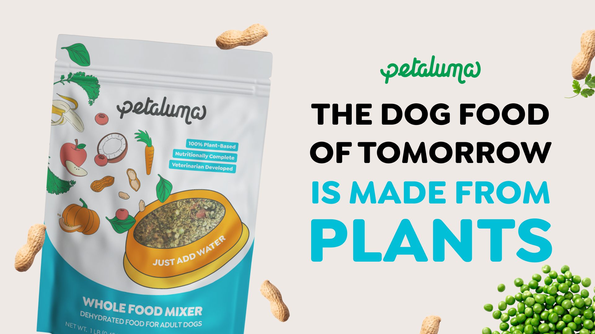 Petaluma plant-based dog food messaging