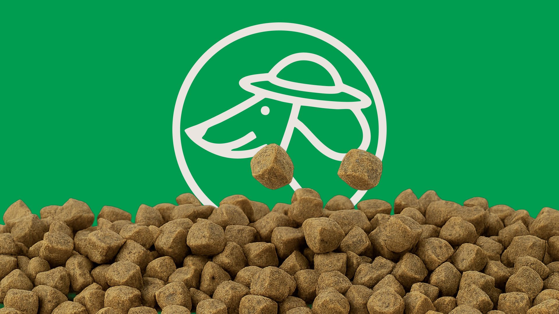 Petaluma dog food kibble with brand logo