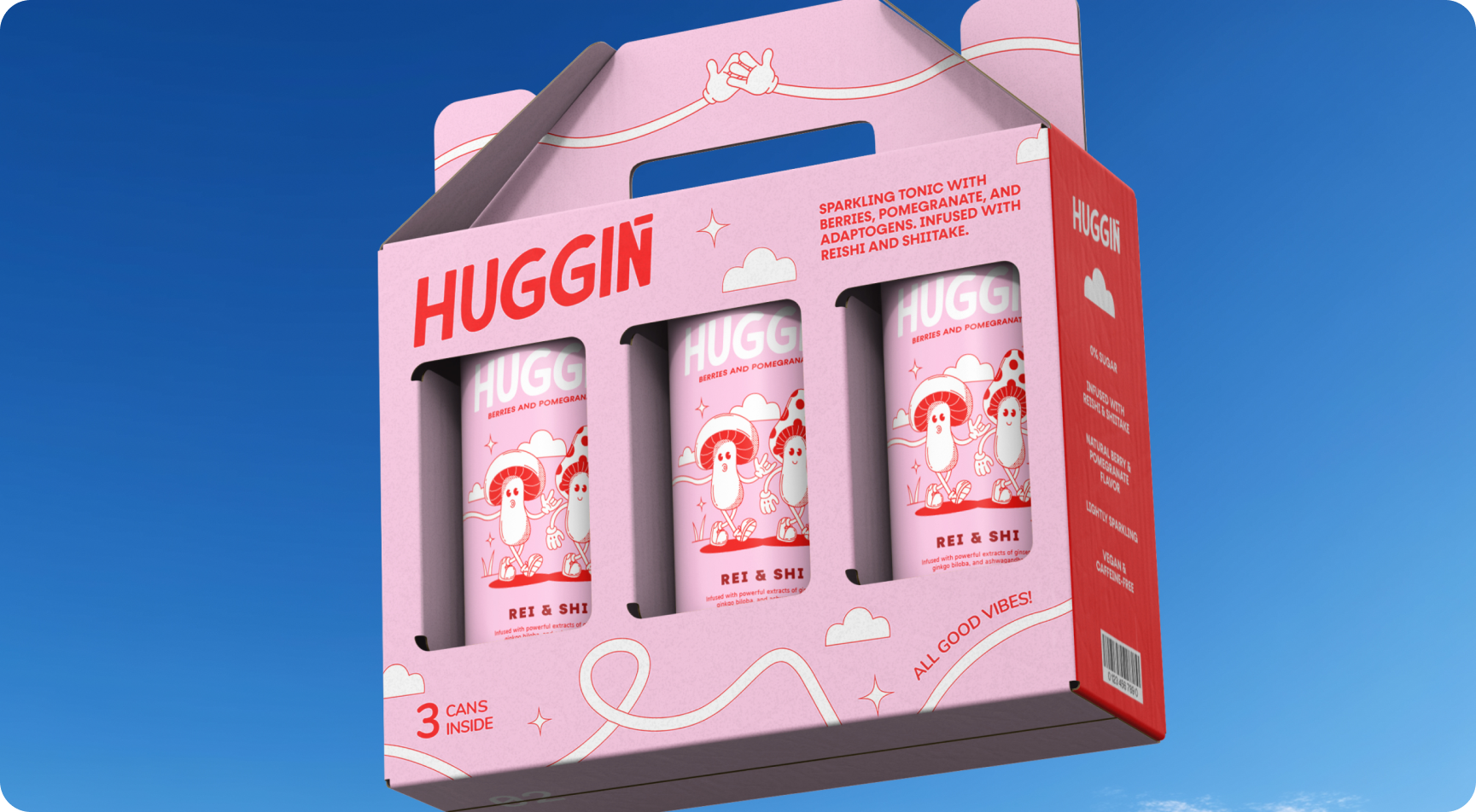 Huggin — Boost Your Vibe campaign visual with model and product