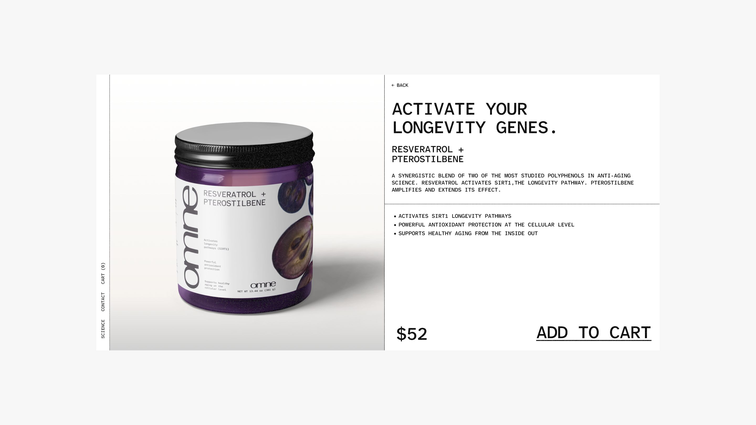 Omne — final brand world composition combining product, palette, and longevity messaging
