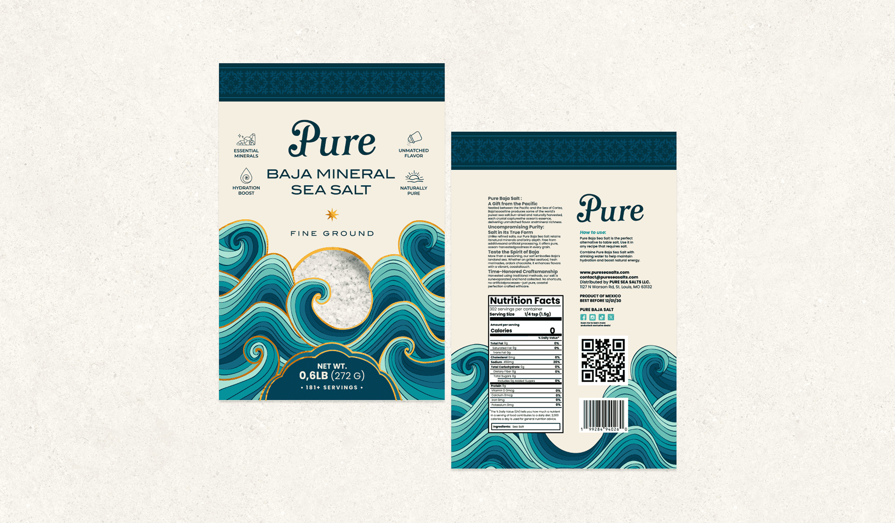 Pure — sea salt packaging in real-world hospitality context