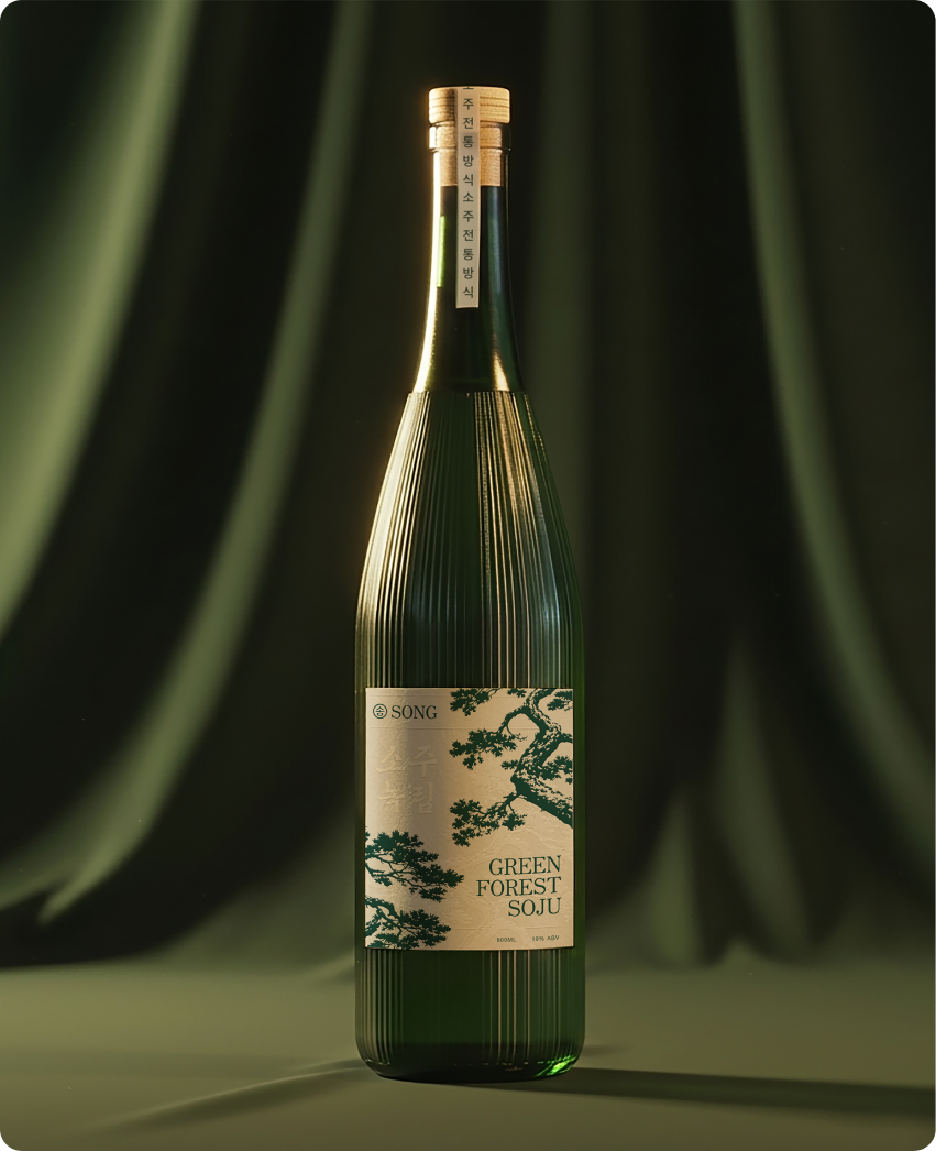 Song — bottle photography on textile surface