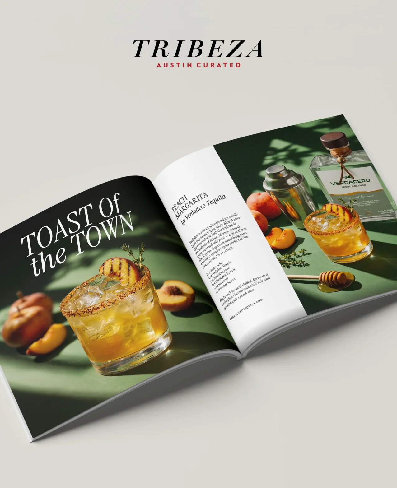 Verdadero — a TRIBEZA magazine spread, 'Toast of the Town'