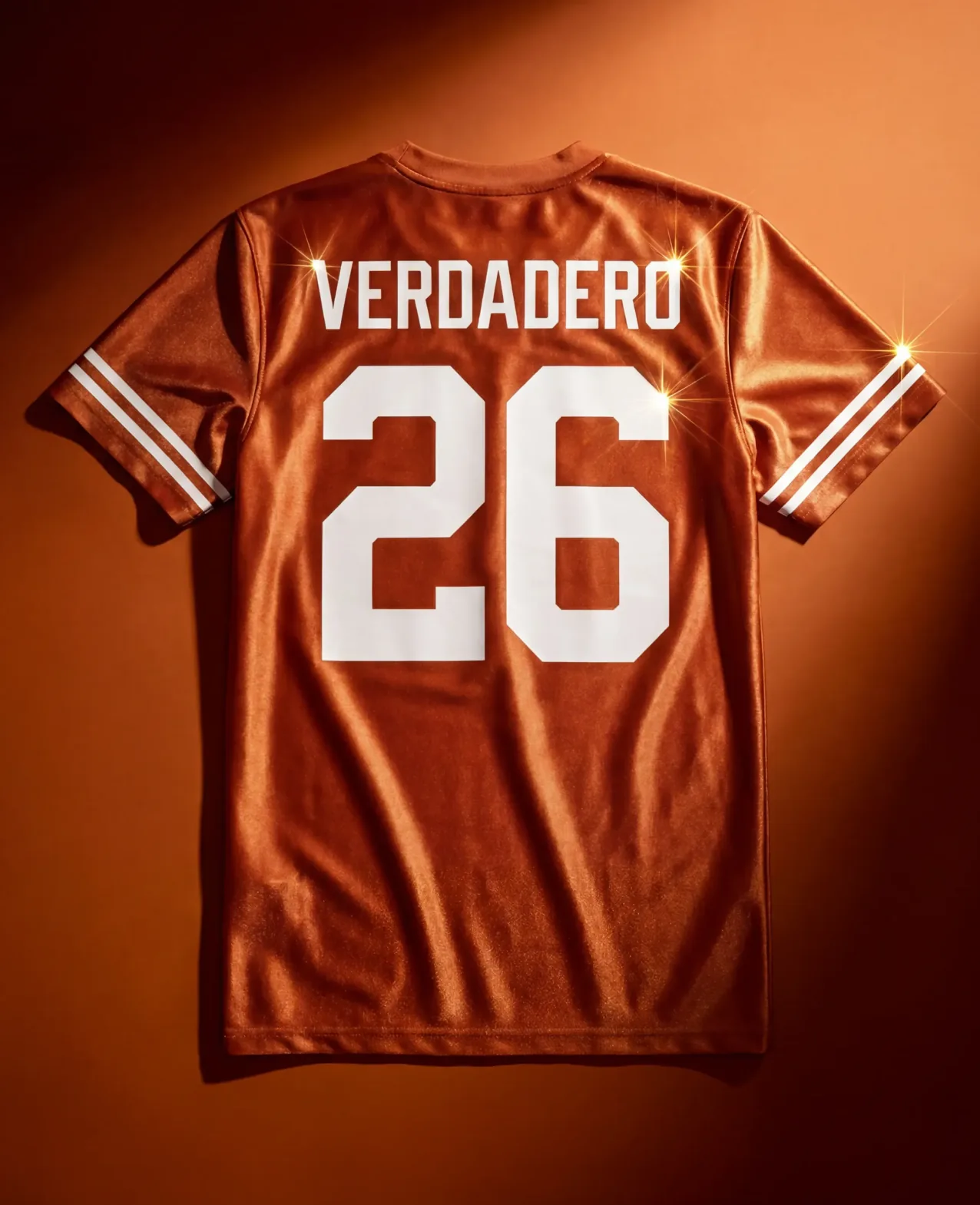 Verdadero — burnt-orange Texas Longhorns jersey with 'VERDADERO 26' across the back